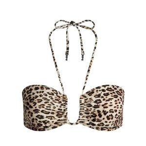 SKIMS Leopard Print Swim Halter Bikini Top